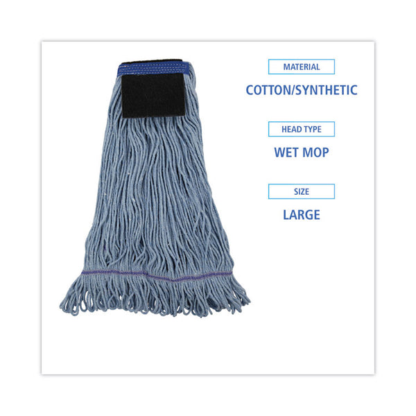 Boardwalk® Mop Head, Loop-End, Cotton With Scrub Pad, Large, 12/Carton (BWK903BL) Case of 12