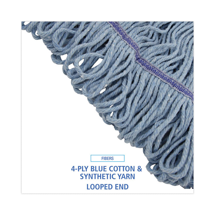 Boardwalk® Mop Head, Loop-End, Cotton With Scrub Pad, Large, 12/Carton (BWK903BL) Case of 12