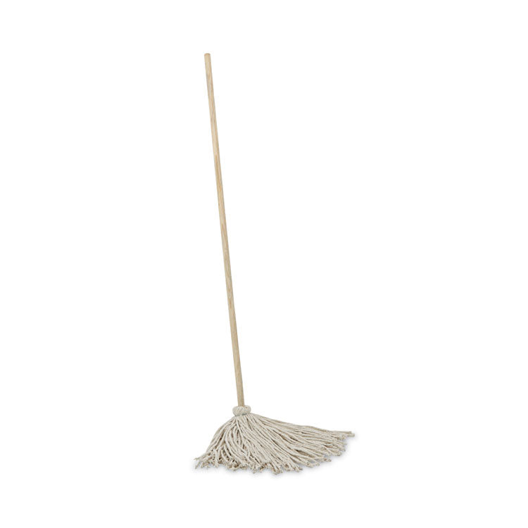 Boardwalk® Cotton Deck Mop, #24 White Cotton Head, 50" Wood Handle, 6/Carton (BWKCD50024S)