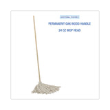 Boardwalk® Cotton Deck Mop, #24 White Cotton Head, 50" Wood Handle, 6/Carton (BWKCD50024S)