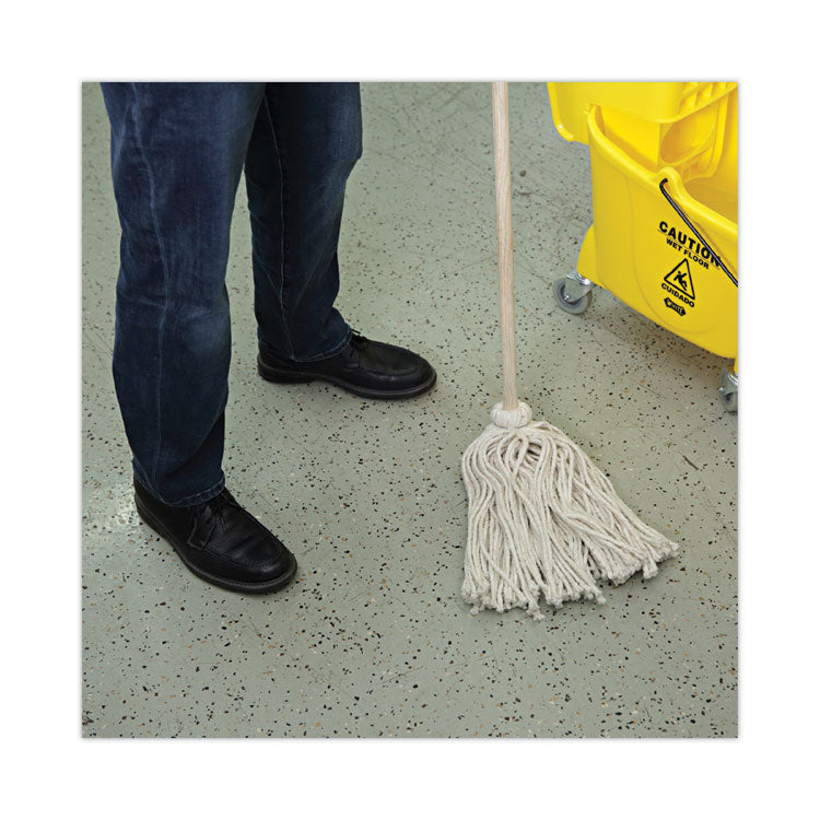 Boardwalk® Cotton Deck Mop, #24 White Cotton Head, 50" Wood Handle, 6/Carton (BWKCD50024S)