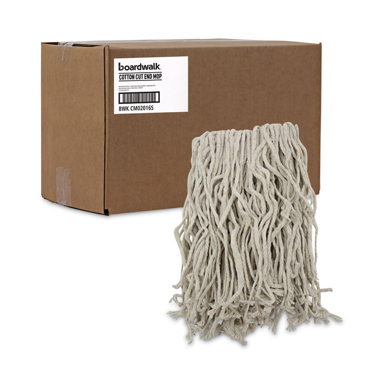 Boardwalk® Mop Head, Cotton, Cut-End, White, 4-Ply, #16 Band, 12/Carton (BWKCM02016S) Case of 12