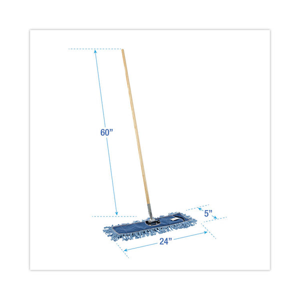 Boardwalk® Dry Mopping Kit, 24 x 5 Blue Synthetic Head, 60" Natural Wood/Metal Handle (BWKHL245BSPC) Each