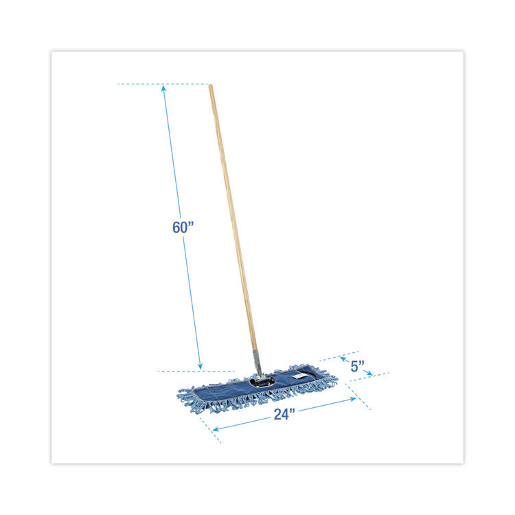 Boardwalk® Dry Mopping Kit, 24 x 5 Blue Synthetic Head, 60" Natural Wood/Metal Handle (BWKHL245BSPC) Each