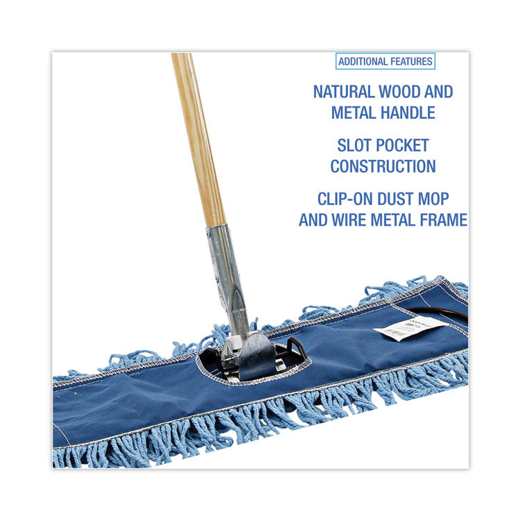 Boardwalk® Dry Mopping Kit, 24 x 5 Blue Synthetic Head, 60" Natural Wood/Metal Handle (BWKHL245BSPC) Each