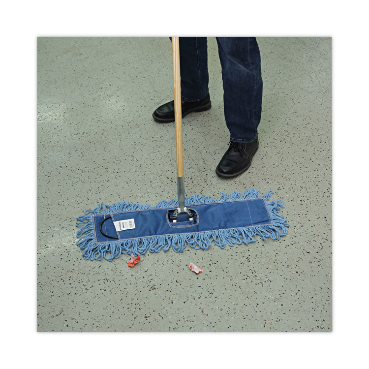 Boardwalk® Dry Mopping Kit, 24 x 5 Blue Synthetic Head, 60" Natural Wood/Metal Handle (BWKHL245BSPC) Each