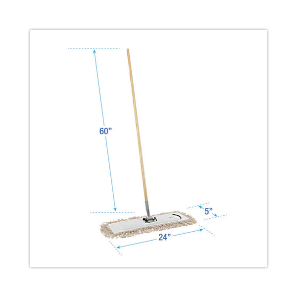 Boardwalk® Cotton Dry Mopping Kit, 24 x 5 Natural Cotton Head, 60" Natural Wood Handle (BWKM245C)