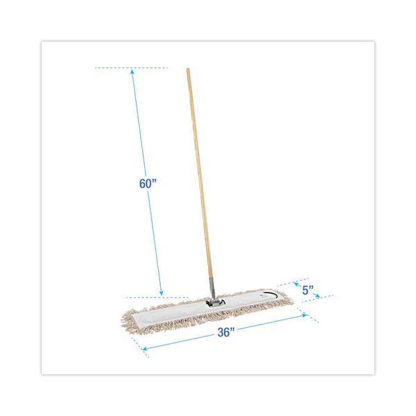 Boardwalk® Cotton Dry Mopping Kit, 36 x 5 Natural Cotton Head, 60" Natural Wood Handle (BWKM365C)