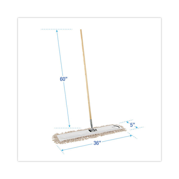 Boardwalk® Cotton Dry Mopping Kit, 36 x 5 Natural Cotton Head, 60" Natural Wood Handle (BWKM365C) Each