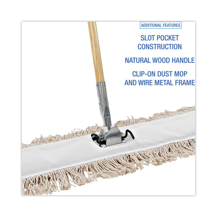 Boardwalk® Cotton Dry Mopping Kit, 36 x 5 Natural Cotton Head, 60" Natural Wood Handle (BWKM365C) Each