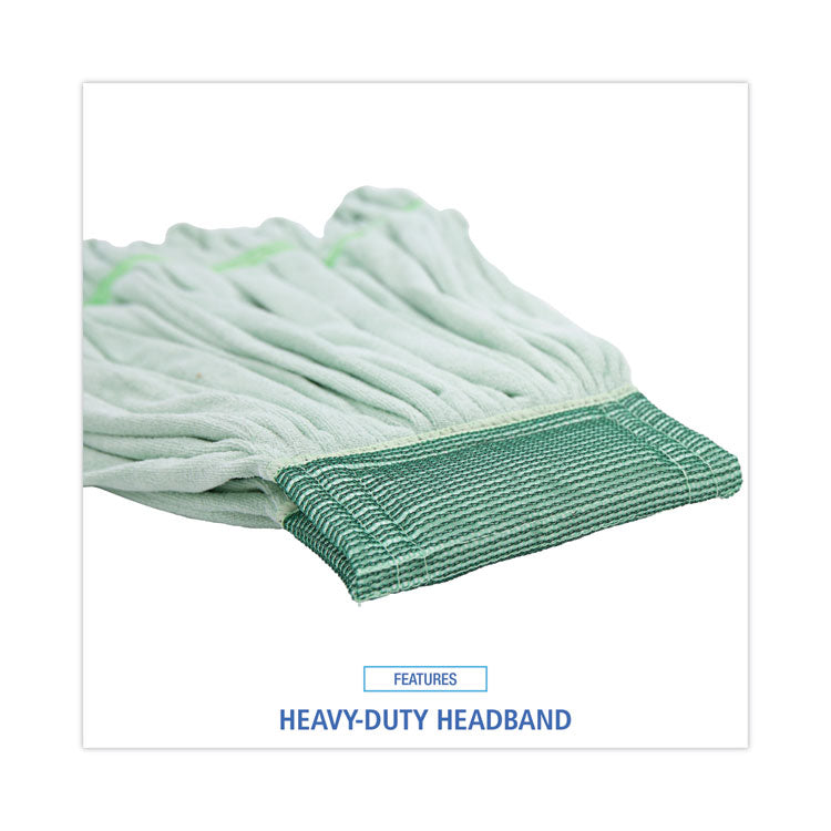 Boardwalk® Microfiber Looped-End Wet Mop Heads, Medium, Green, 12/Carton (BWKMWTMGCT) Case of 12