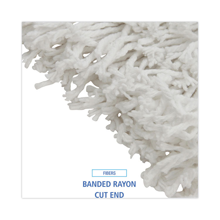Boardwalk® Banded Rayon Cut-End Mop Heads, #24, White, 1.25" Headband, 12/Carton (BWKRM03024S)