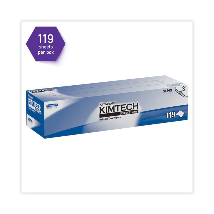 Kimtech™ Kimwipes Delicate Task Wipers, 3-Ply, 11.8 x 11.8, Unscented, White, 100/Box, 15 Boxes/Carton (KCC34743)