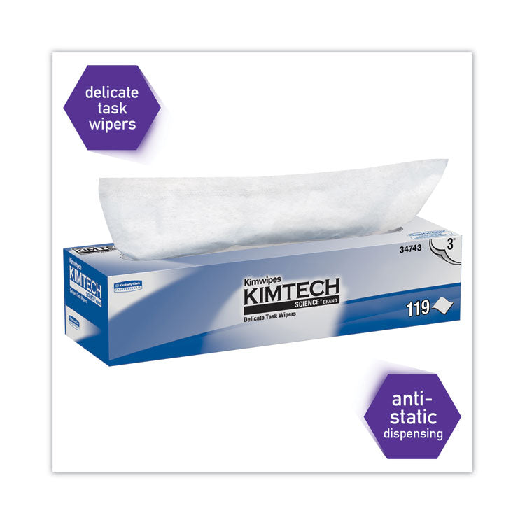 Kimtech™ Kimwipes Delicate Task Wipers, 3-Ply, 11.8 x 11.8, Unscented, White, 100/Box, 15 Boxes/Carton (KCC34743)