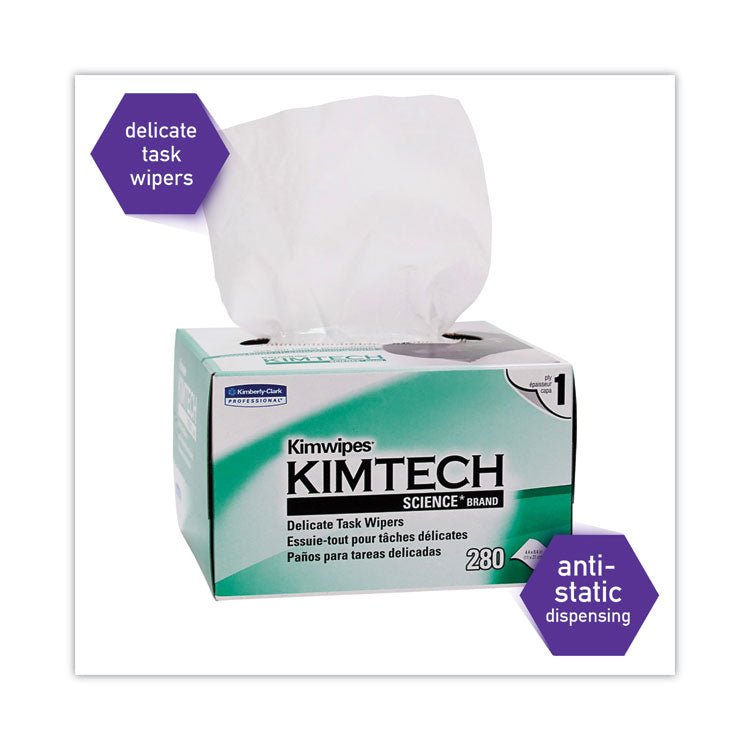 Kimtech™ Kimwipes Delicate Task Wipers, 1-Ply, 4.4 x 8.4, Unscented, White, 280/Box, 30 Boxes/Carton (KCC34120)