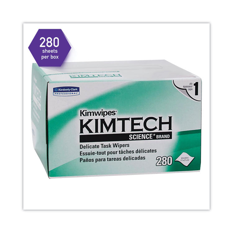 Kimtech™ Kimwipes Delicate Task Wipers, 1-Ply, 4.4 x 8.4, Unscented, White, 280/Box, 30 Boxes/Carton (KCC34120)