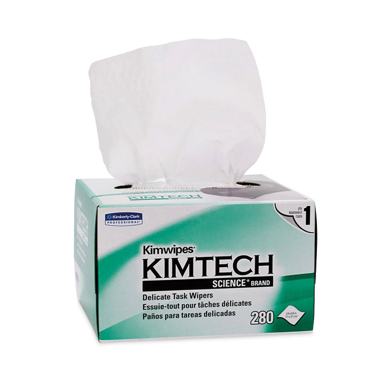 Kimtech™ Kimwipes, Delicate Task Wipers, 1-Ply, 4.4 x 8.4, Unscented, White, 286/Box, 60 Boxes/Carton (KCC34155CT)