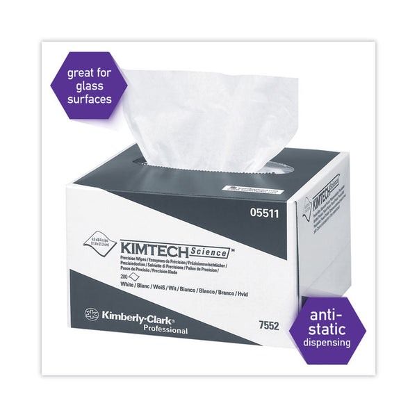 Kimtech™ Precision Wipers, POP-UP Box, 1-Ply, 4.4 x 8.4, Unscented, White, 280/Box, 60 Boxes/Carton (KCC05511)