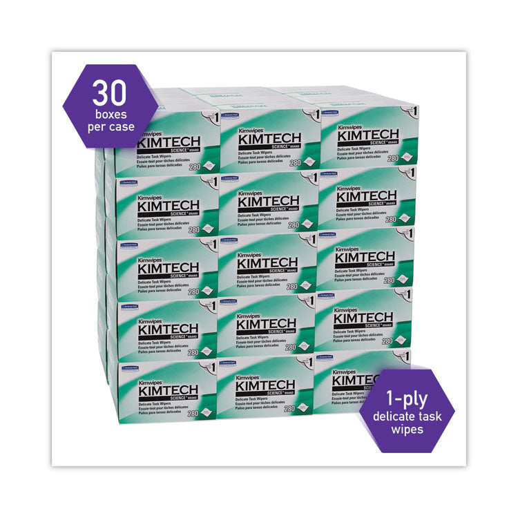 Kimtech™ Kimwipes Delicate Task Wipers, 1-Ply, 4.4 x 8.4, Unscented, White, 280/Box, 30 Boxes/Carton (KCC34120)