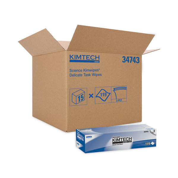 Kimtech™ Kimwipes Delicate Task Wipers, 3-Ply, 11.8 x 11.8, Unscented, White, 100/Box, 15 Boxes/Carton (KCC34743)