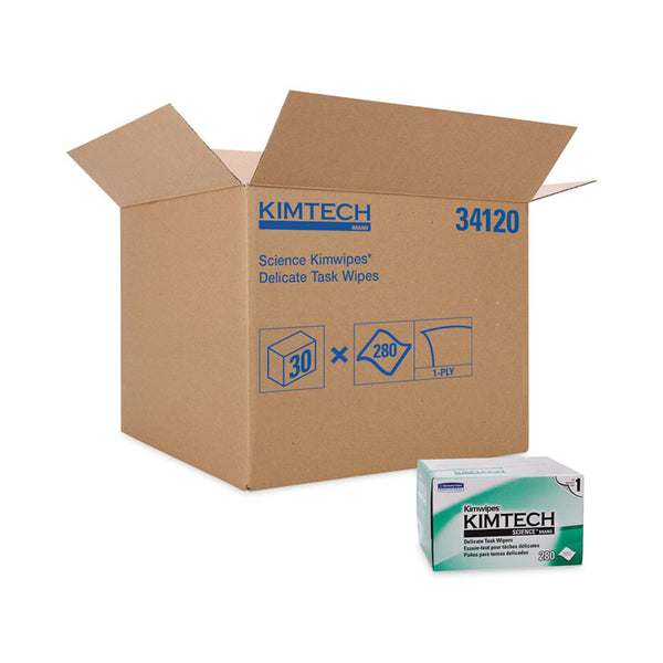 Kimtech™ Kimwipes Delicate Task Wipers, 1-Ply, 4.4 x 8.4, Unscented, White, 280/Box, 30 Boxes/Carton (KCC34120)
