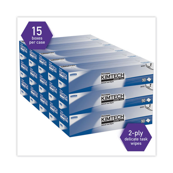 Kimtech™ Kimwipes Delicate Task Wipers, 2-Ply, 14.7 x 16.6, Unscented, White, 92/Box, 15 Boxes/Carton (KCC34721)