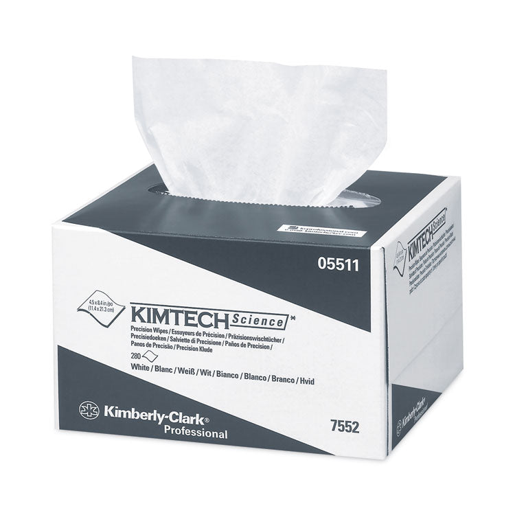 Kimtech™ Precision Wipers, POP-UP Box, 1-Ply, 4.4 x 8.4, Unscented, White, 280/Box, 60 Boxes/Carton (KCC05511)