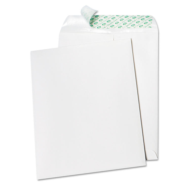 Quality Park™ Tech-No-Tear Catalog Envelope, Paper Exterior, #10 1/2, Cheese Blade Flap, Self-Adhesive Closure, 9 x 12, White, 100/Box (QUA77390) Box of 100