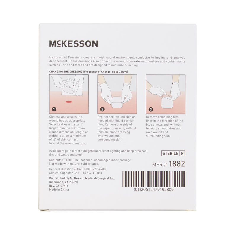 McKesson Thin Hydrocolloid Dressing Film Backing 2 X 2 Inch Square Hydrocolloid (882980_CS) 400/CS