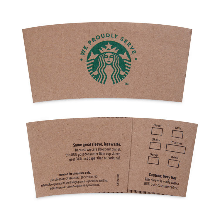 Starbucks® Cup Sleeves, Fits 12, 16, 20 oz Hot Cups, Kraft, 1,380/Carton (SBK11020575) Case of 1380