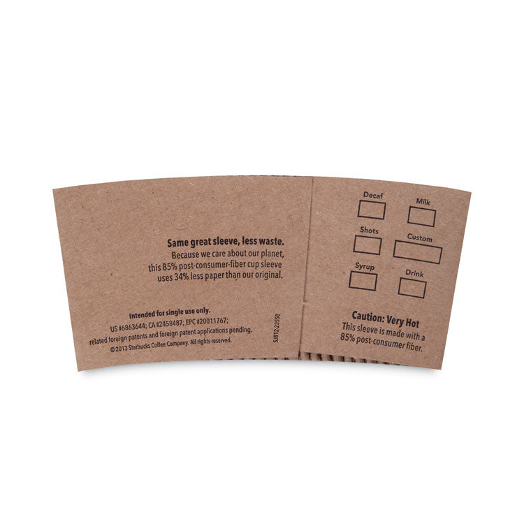 Starbucks® Cup Sleeves, Fits 12, 16, 20 oz Hot Cups, Kraft, 1,380/Carton (SBK11020575) Case of 1380