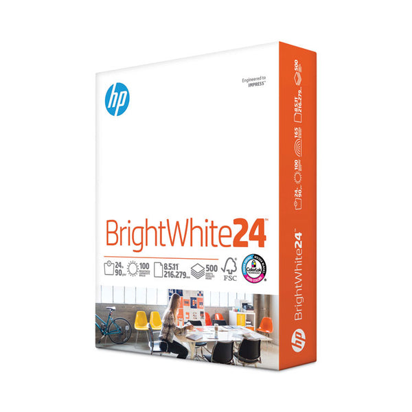 HP Papers Brightwhite24 Paper, 100 Bright, 24 lb Bond Weight, 8.5 x 11, Bright White, 500/Ream (HEW203000)