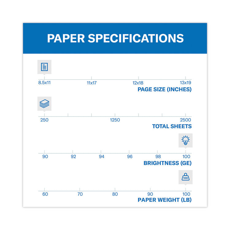 Hammermill® Premium Color Copy Cover, 100 Bright, 100 lb Cover Weight, 8.5 x 11, 250 Sheets/Pack, 6 Packs/Carton (HAM120024)