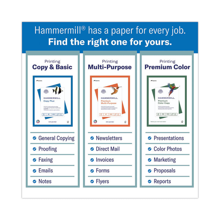 Hammermill® Copy Plus Print Paper, 92 Bright, 3-Hole, 20 lb Bond Weight, 8.5 x 11, White, 500 Sheets/Ream, 10 Reams/Carton (HAM105031CT)