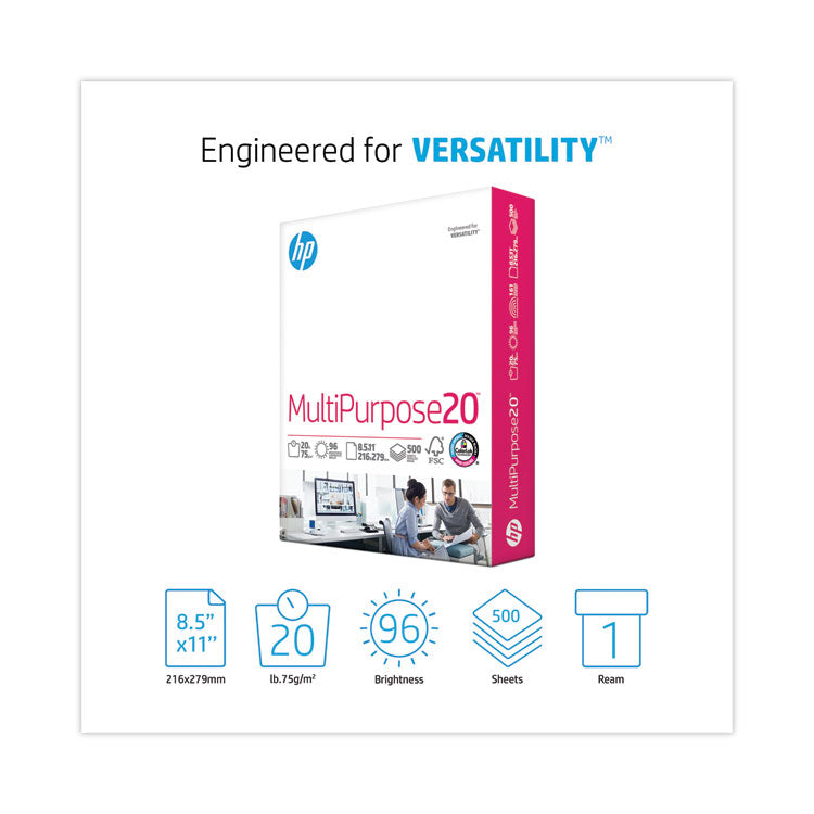 HP Papers MultiPurpose20 Paper, 96 Bright, 20 lb Bond Weight, 8.5 x 11, White, 500/Ream (HEW112000) 1 Ream