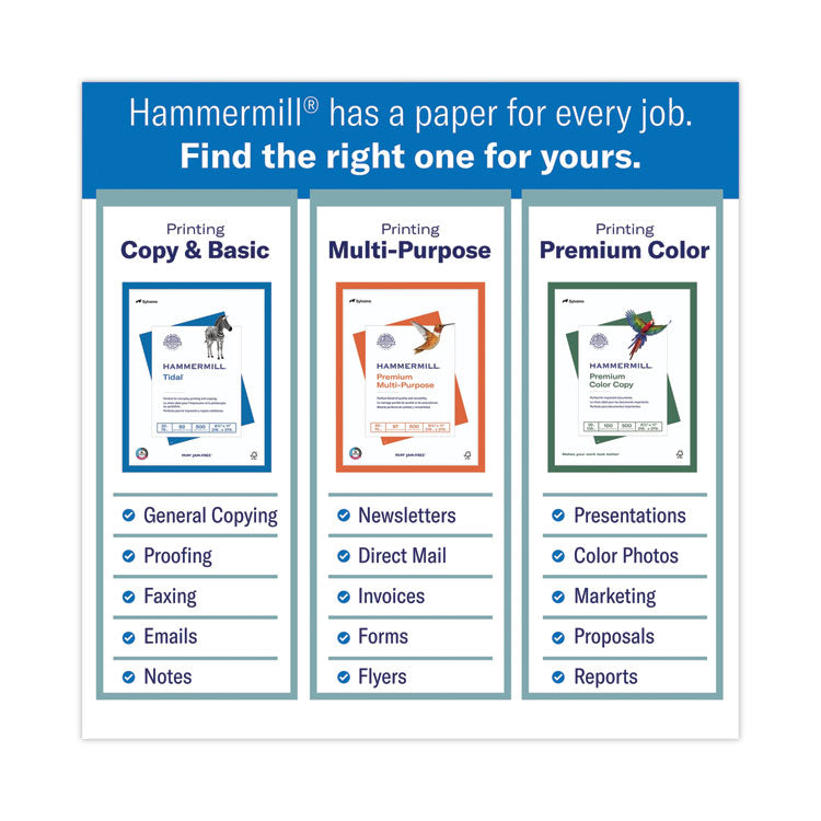 Hammermill® Premium Laser Print Paper, 98 Bright, 24 lb Bond Weight, 8.5 x 11, White, 500/Ream (HAM104604)