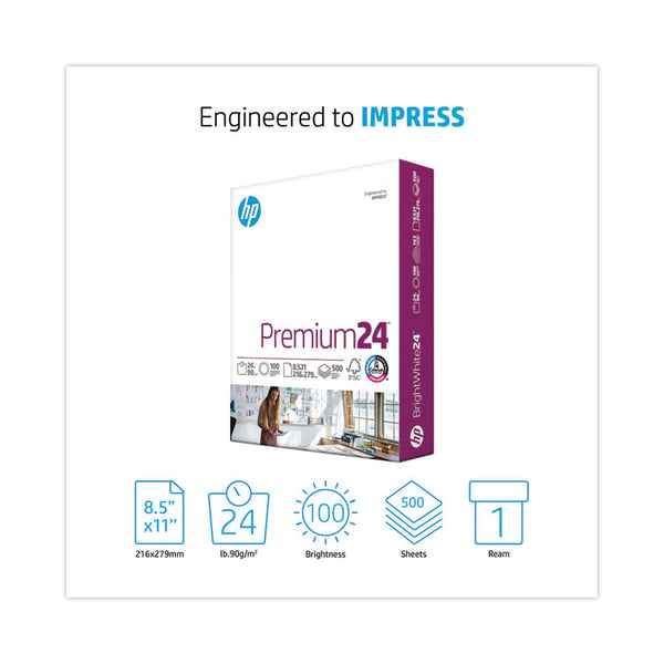 HP Papers Premium24 Paper, 98 Bright, 24 lb Bond Weight, 8.5 x 11, Ultra White, 500/Ream (HEW112400)