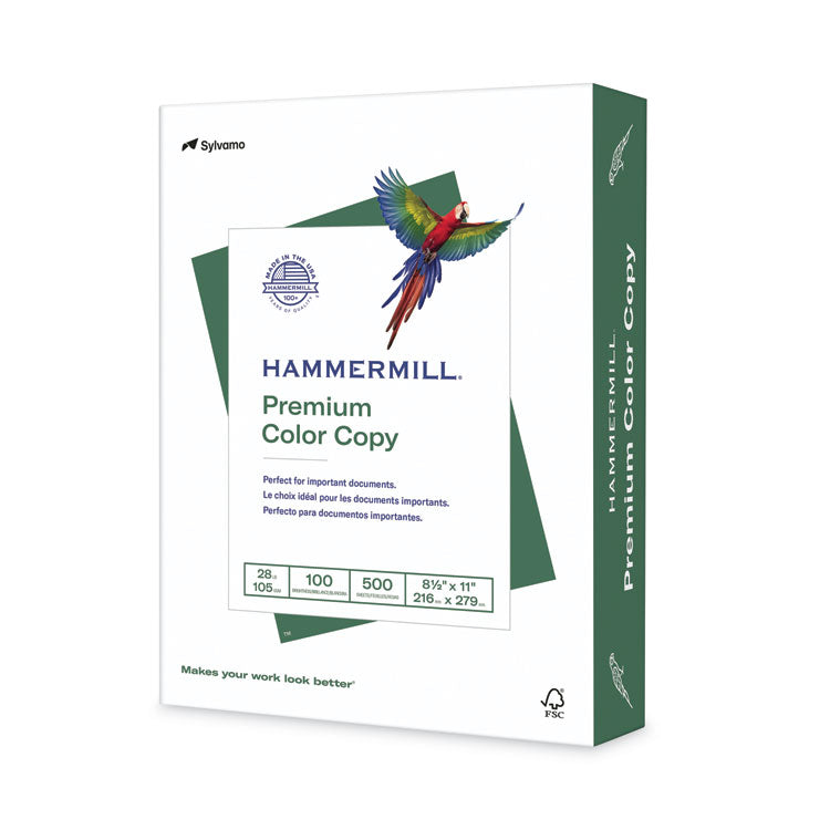 Hammermill® Premium Color Copy Print Paper, 100 Bright, 28 lb Bond Weight, 8.5 x 11, Photo White, 500/Ream (HAM102467)