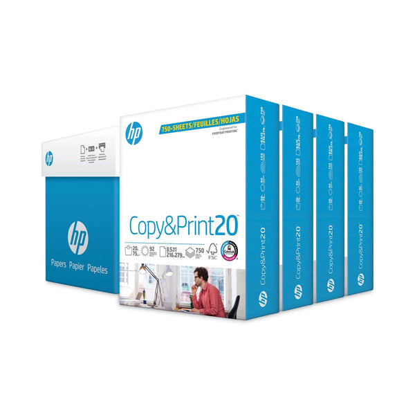 HP Papers CopyandPrint20 Paper, 92 Bright, 20 lb Bond Weight, 8.5 x 11, White, 750 Sheets/Ream, 4 Reams/Carton (HEW200030) Case of 4