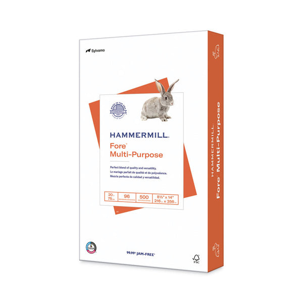 Hammermill® Fore Multipurpose Print Paper, 96 Bright, 20 lb Bond Weight, 8.5 x 14, White, 500/Ream (HAM103291)