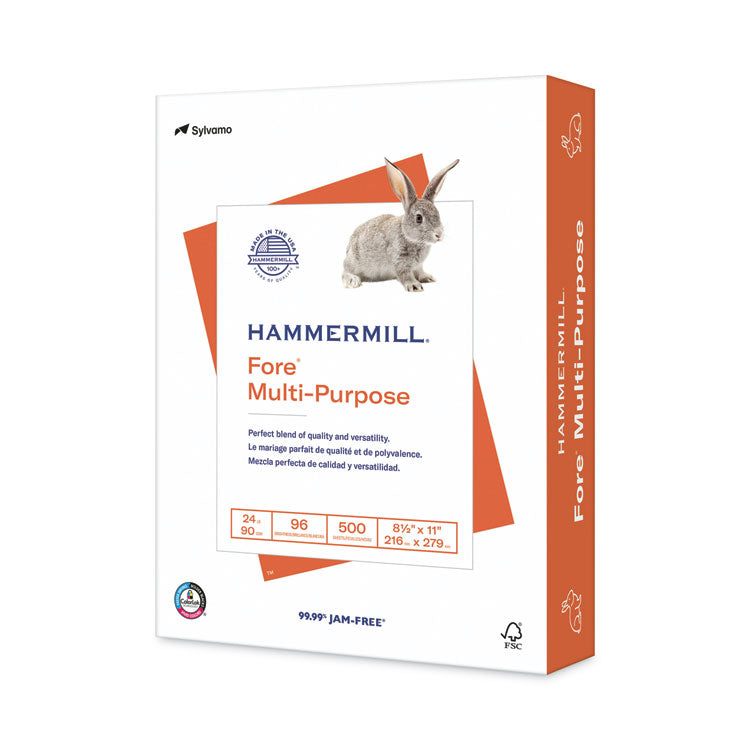 Hammermill® Fore Multipurpose Print Paper, 96 Bright, 24 lb Bond Weight, 8.5 x 11, White, 500 Sheets/Ream (HAM103283RM)