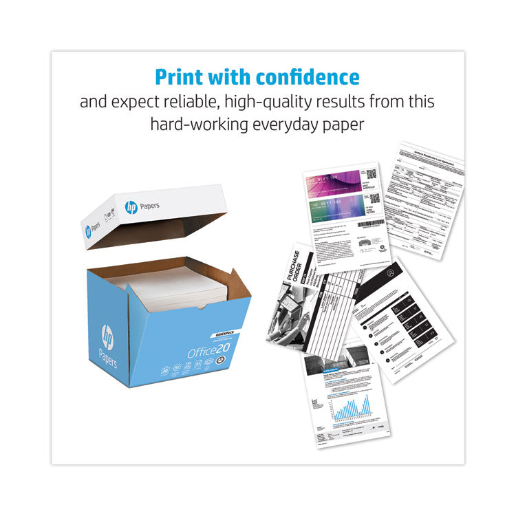 HP Papers Office20 Paper, 92 Bright, 20 lb Bond Weight, 8.5 x 11, White, 2, 500/Carton (HEW112103) 5 Reams