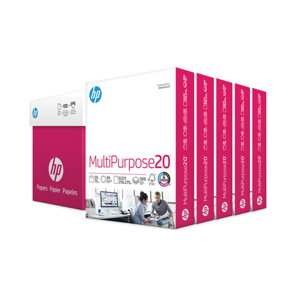 HP Papers MultiPurpose20 Paper, 96 Bright, 20 lb Bond Weight, 8.5 x 11, White, 500 Sheets/Ream, 5 Reams/Carton (HEW115100)