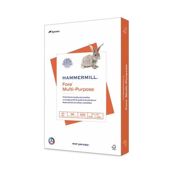 Hammermill® Fore Multipurpose Print Paper, 96 Bright, 20 lb Bond Weight, 11 x 17, White, 500/Ream (HAM103192)