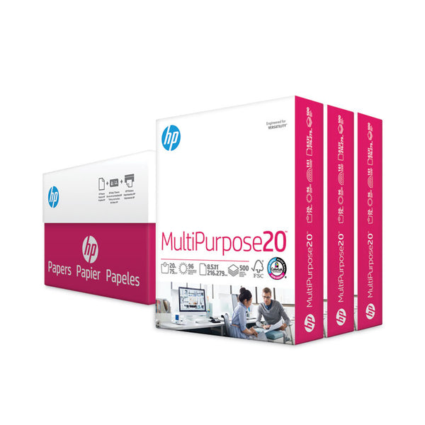 HP Papers MultiPurpose20 Paper, 96 Bright, 20 lb Bond Weight, 8.5 x 11, White, 500 Sheets/Ream, 3 Reams/Carton (HEW112530)