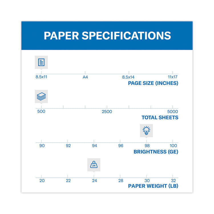 Hammermill® Premium Laser Print Paper, 98 Bright, 3-Hole, 24 lb Bond Weight, 8.5 x 11, White, 500/Ream (HAM107681)