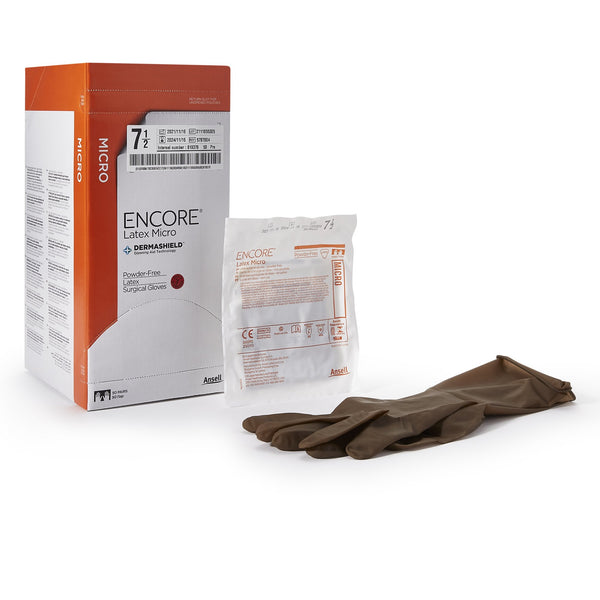 ENCORE® Latex Micro Surgical Glove Size 7.5 Sterile Latex Standard Cuff Length Micro-Textured Brown Chemo Tested (362178_CS) 200/CS