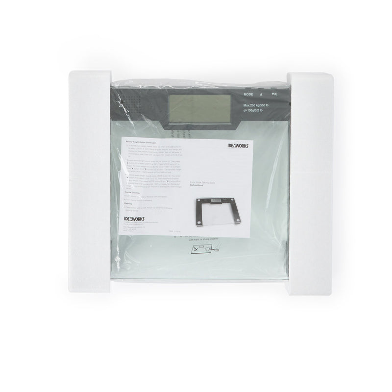 Ideaworks® Floor Scale Digital Display 550 lbs. / 250 kg Capacity Black / Glass AC Power (848530_EA) 1/EA