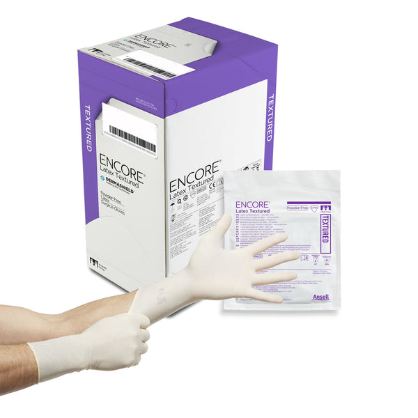 ENCORE® Latex Textured Surgical Glove Size 6.5 Sterile Latex Standard Cuff Length Fully Textured Ivory Chemo Tested (293294_CS) 200/CS