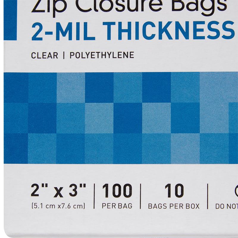 McKesson Reclosable Bag 2 X 3 Inch Polyethylene Clear Zipper Closure (957782_BX) 10/BX